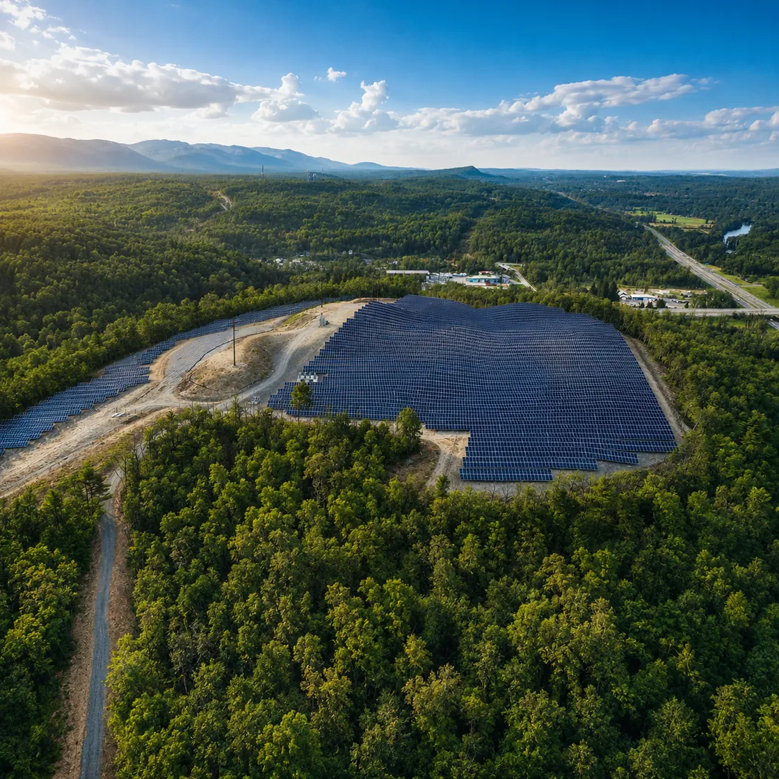 Pioneer solar project, Ulster County, New York — aerial view